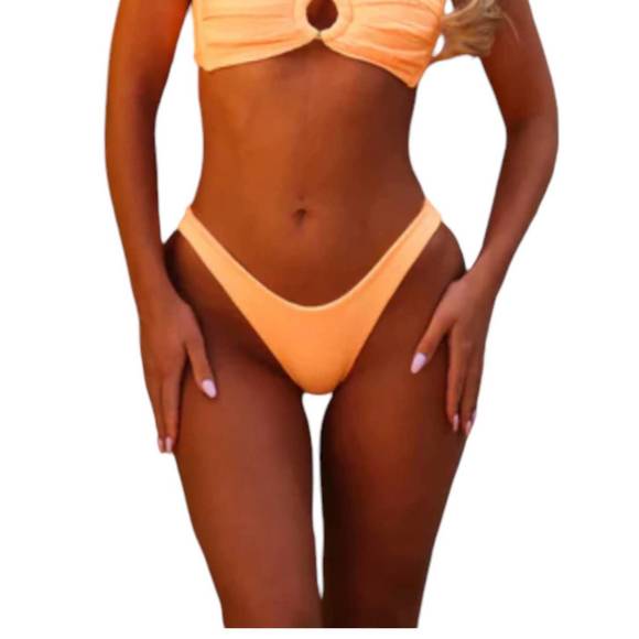 NEW KULANI KINIS minimal full coverage bikini bottom in mango ribbed - Picture 1 of 4